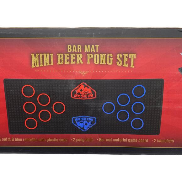The Original Fun Workshop Bar Mat Mini Beer Pong Two Player Set-New - Picture 1 of 10